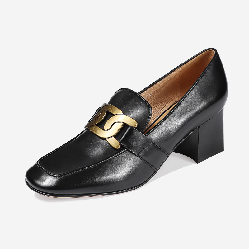 2025年秋季新款圆头粗跟高跟单鞋女鞋21C26B-01