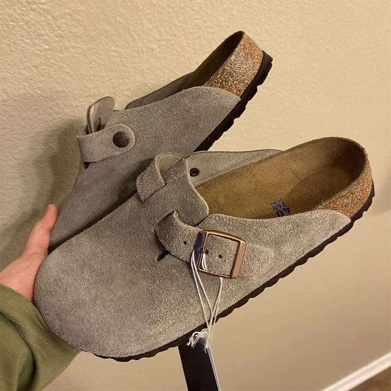 勃肯鞋女真皮软木半拖鞋外穿春夏新款休闲时尚博肯懒人包头拖